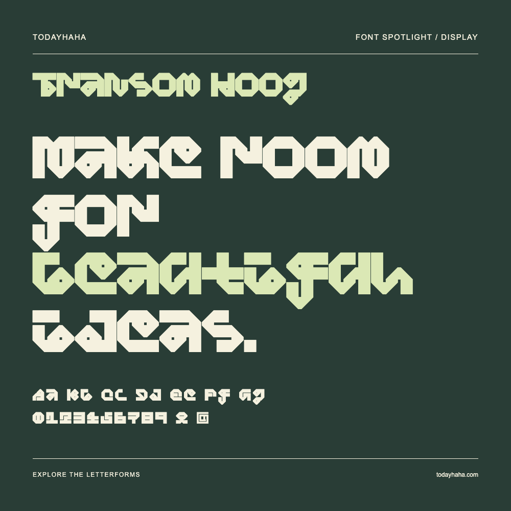 Transom Hoog — Póster tipográfico con texto de muestra