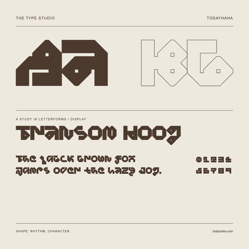 Transom Hoog — Estudio de letras con una frase y números