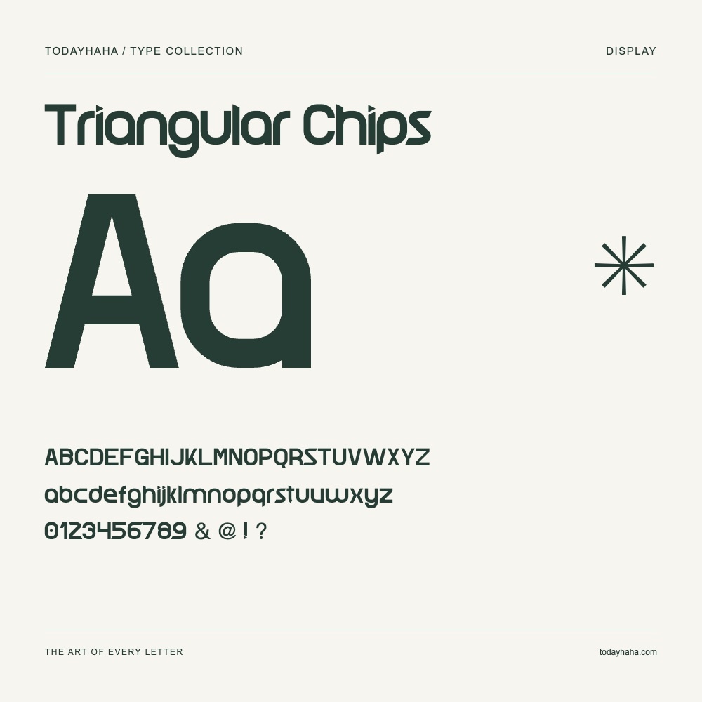 Triangular Chips — Schriftmuster mit Großbuchstaben, Kleinbuchstaben und Ziffern