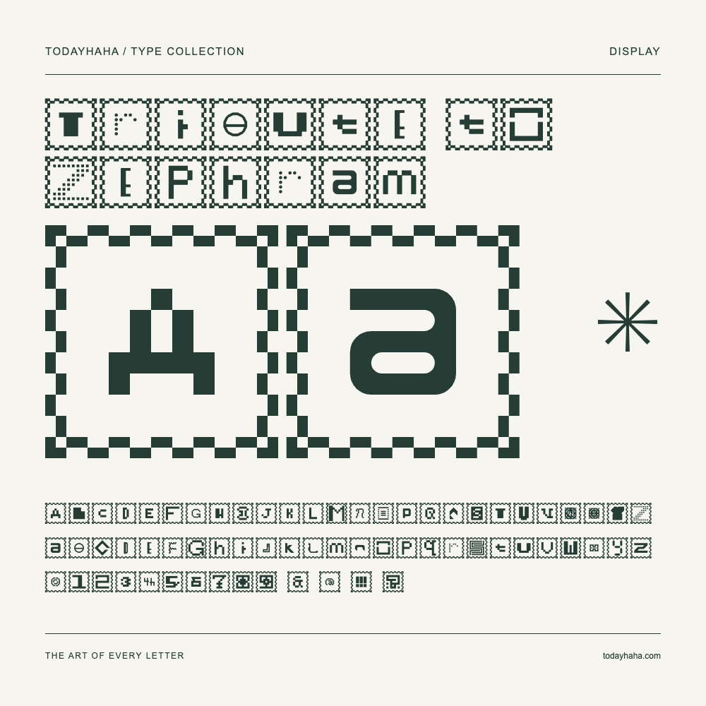 Tribute to Zephram — Font specimen with uppercase and lowercase letters and numbers