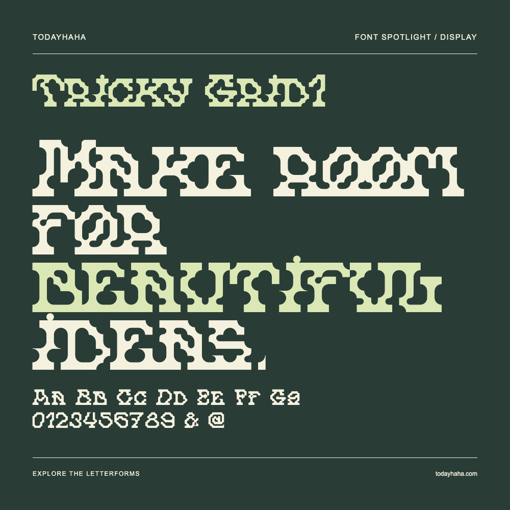 Tricky Grid1 — Póster tipográfico con texto de muestra