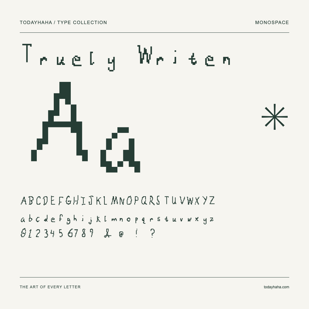 Truely Writen — Campione con lettere maiuscole, minuscole e numeri