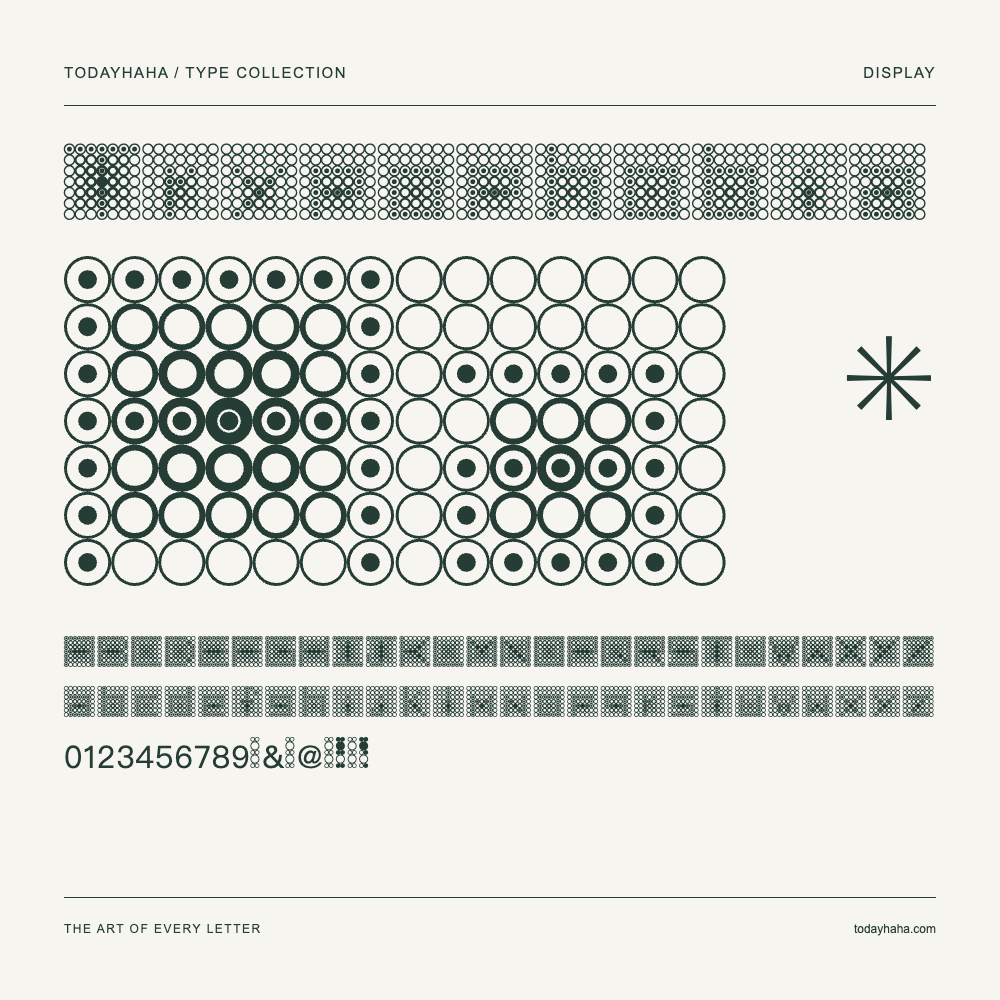 Trypophobia — Font specimen with uppercase and lowercase letters and numbers