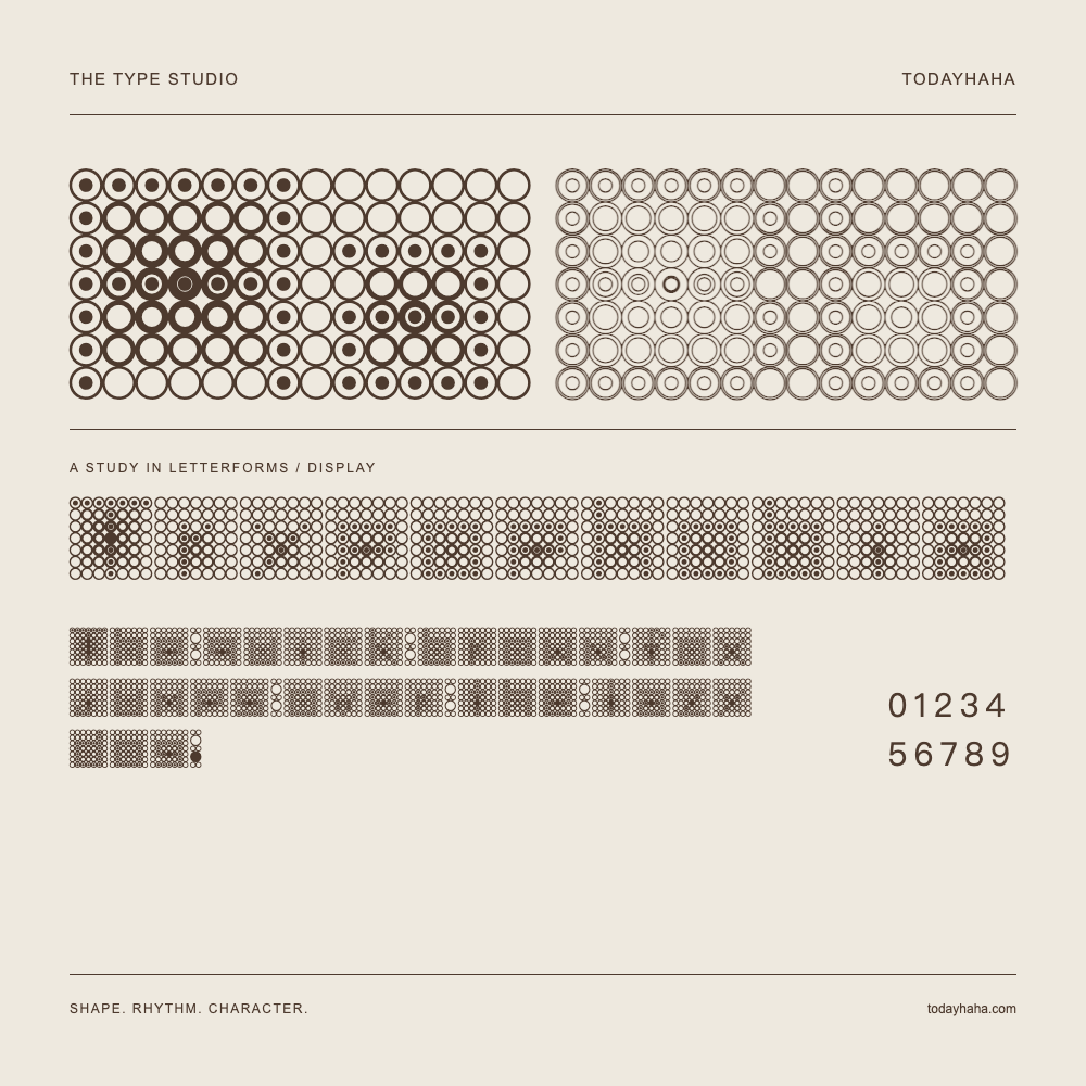 Trypophobia — Letterform study with sample sentence and numbers