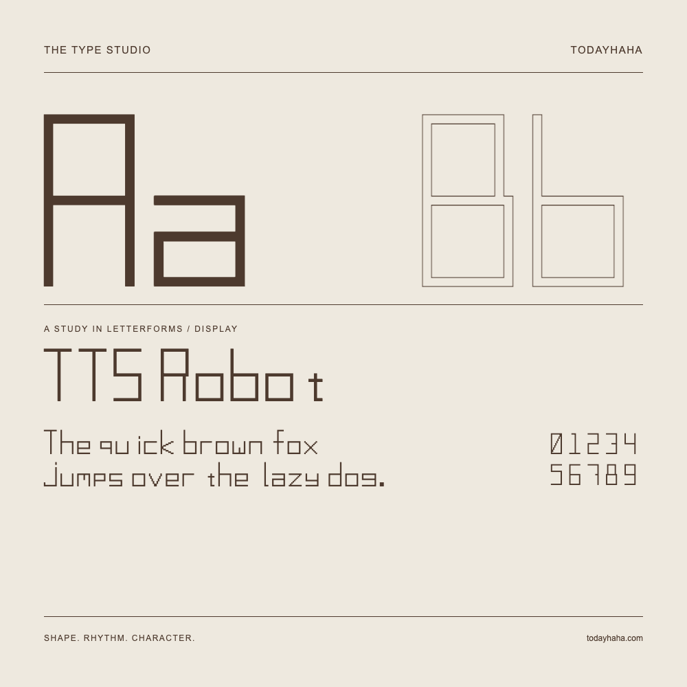 TTS Robot — Buchstabenstudie mit Beispielsatz und Ziffern