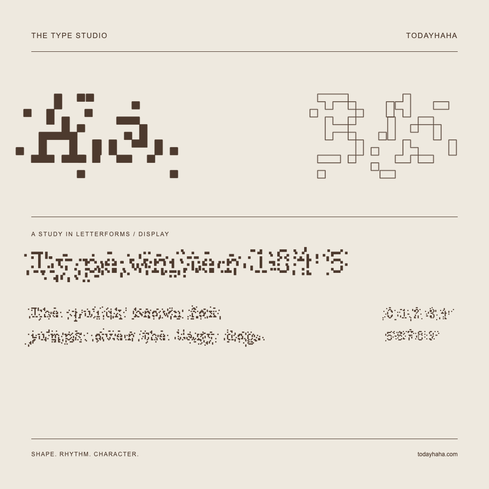 Typewriter 1845 — Buchstabenstudie mit Beispielsatz und Ziffern