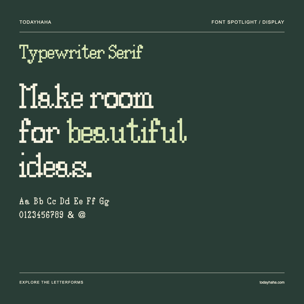 Typewriter Serif — Poster tipografico con testo di esempio