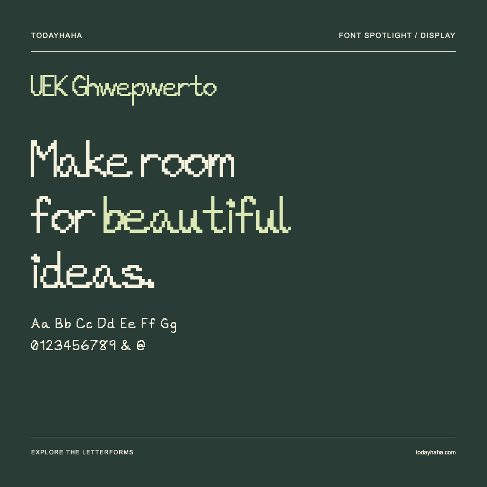 UEK Ghwepwerto — Póster tipográfico con texto de muestra