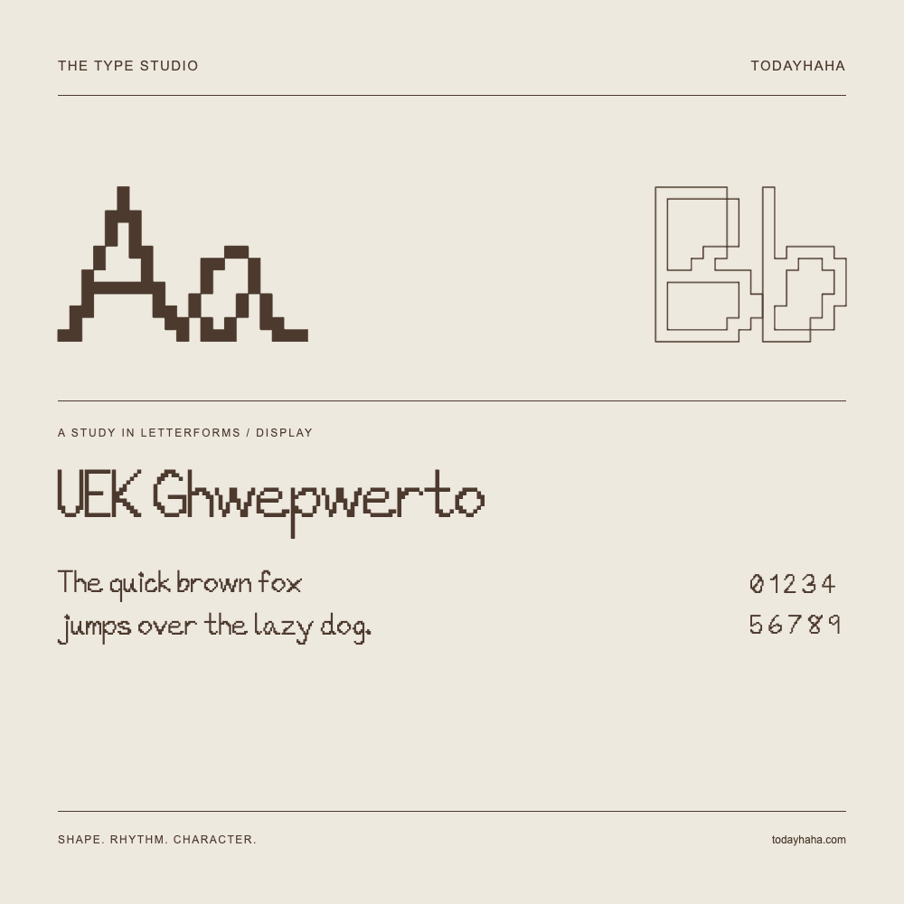 UEK Ghwepwerto — Estudio de letras con una frase y números