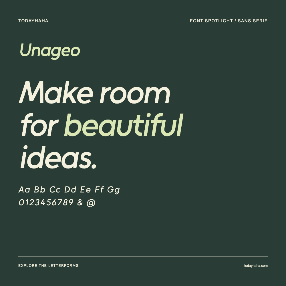 Unageo — Poster tipografico con testo di esempio