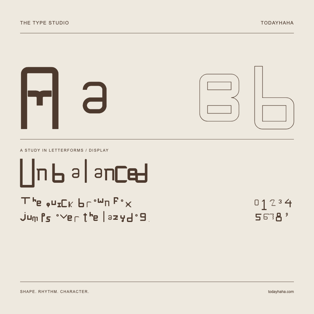 Unbalanced — Studio delle lettere con frase e numeri