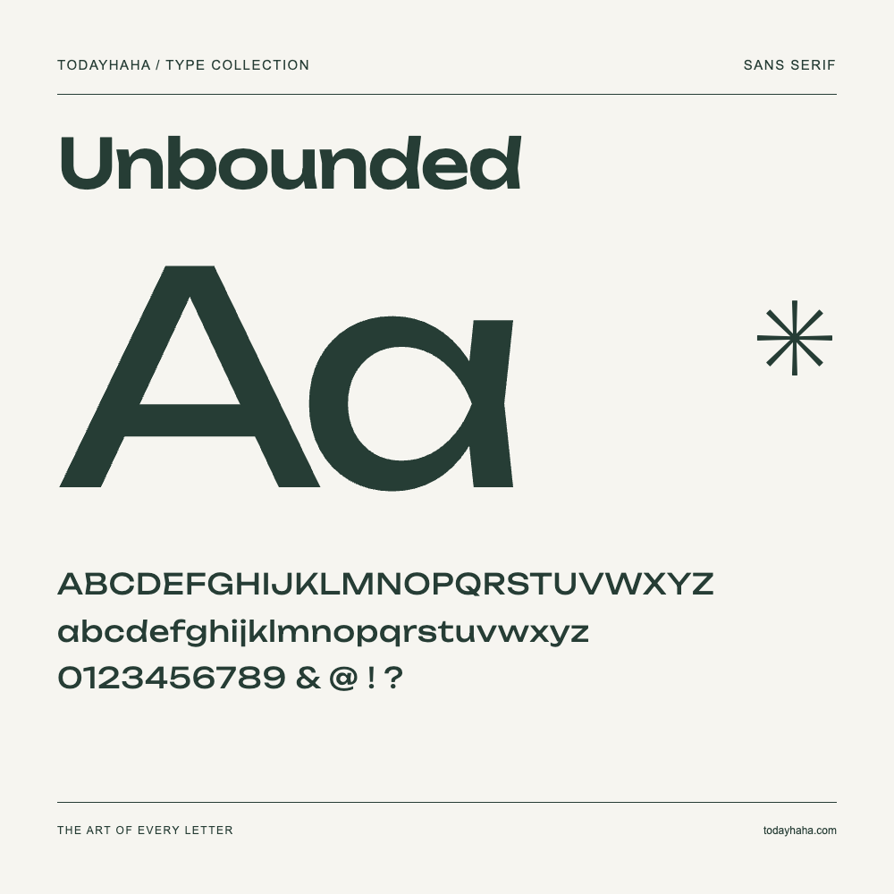Unbounded — Font specimen with uppercase and lowercase letters and numbers