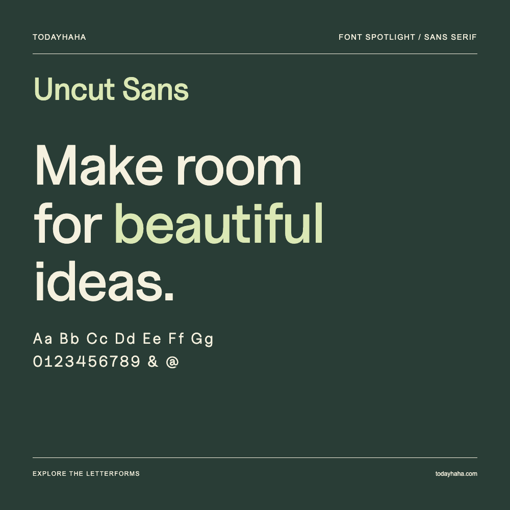 Uncut Sans — Typografieposter mit Beispieltext