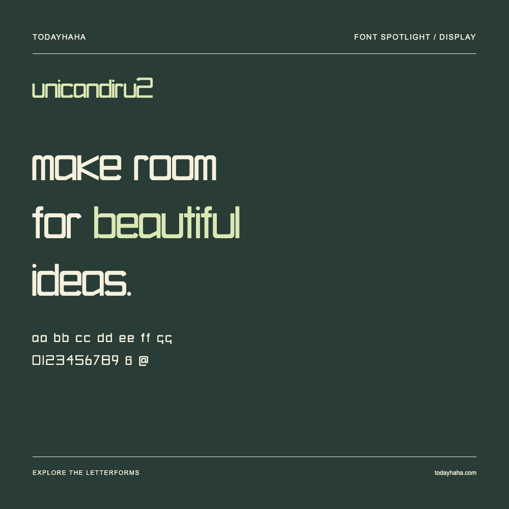 UniCandiru2 — Typografieposter mit Beispieltext