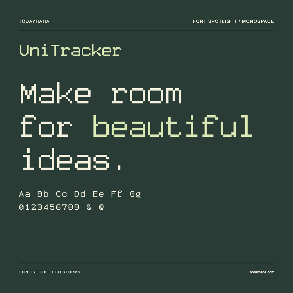 UniTracker — Typografieposter mit Beispieltext