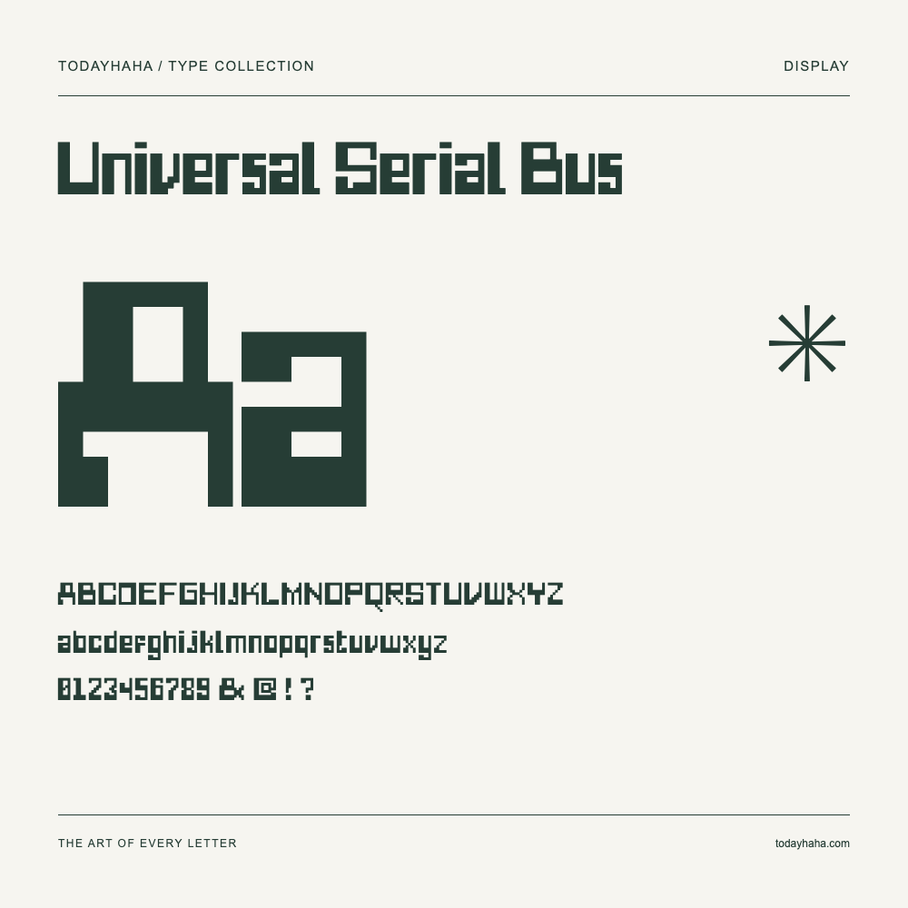 Universal Serial Bus — Muestra de mayúsculas, minúsculas y números