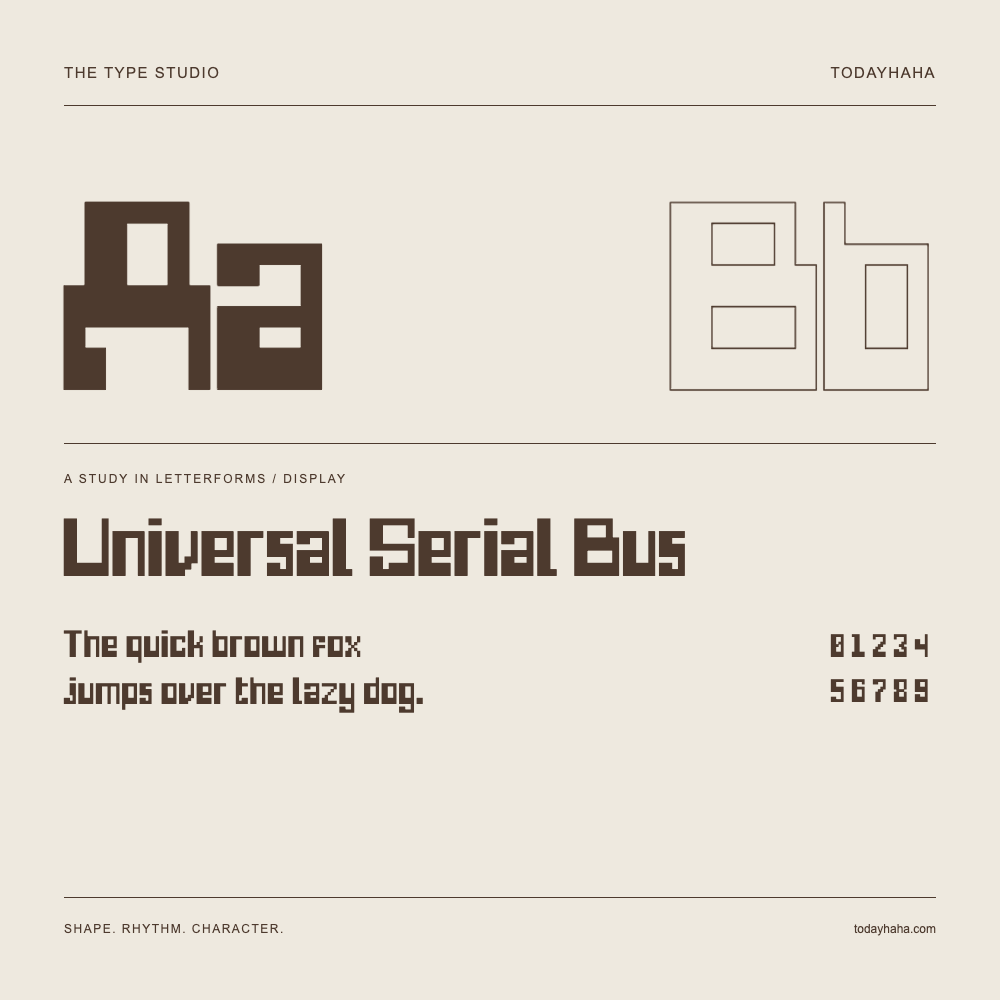 Universal Serial Bus — Estudio de letras con una frase y números