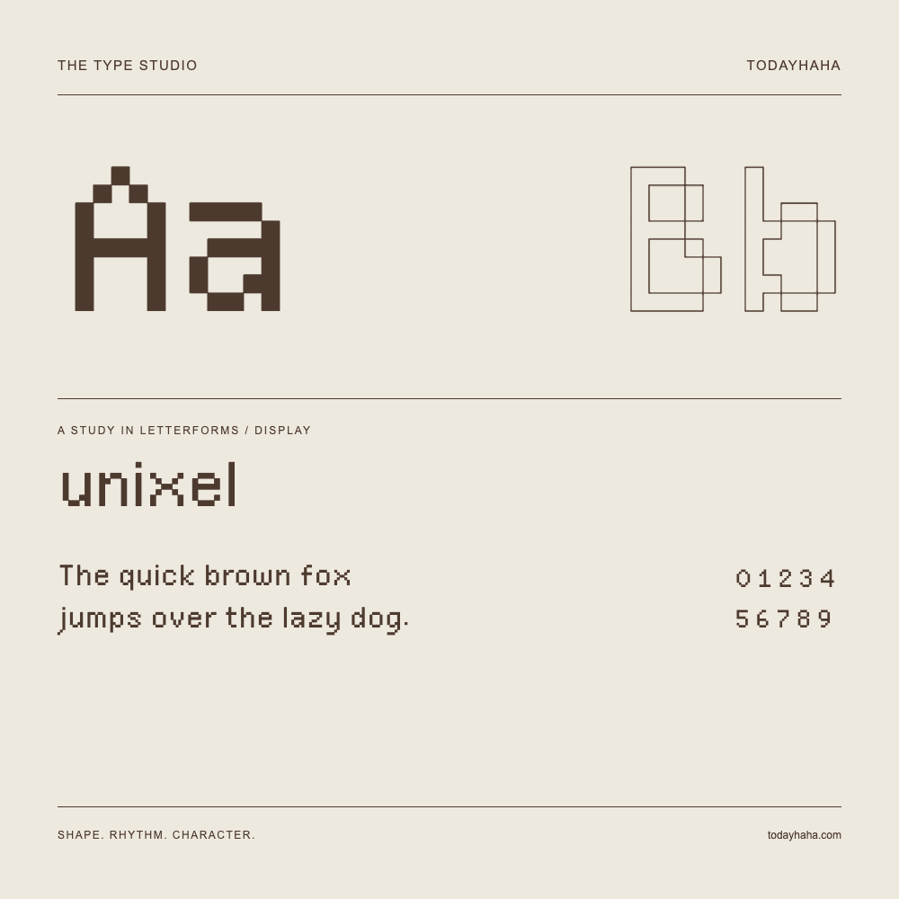 unixel — Étude des lettres avec une phrase et des chiffres