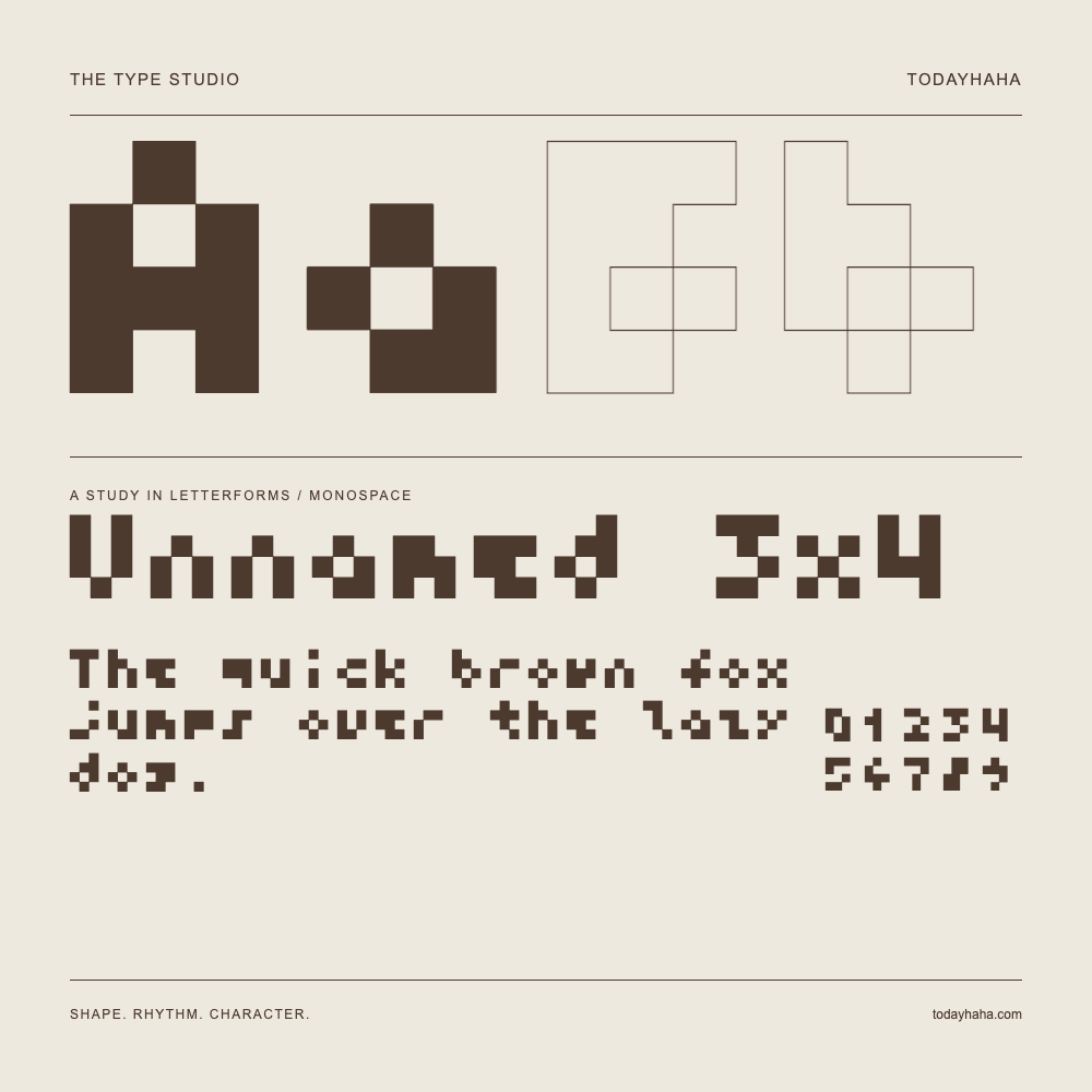 Unnamed 3x4 — Letterform study with sample sentence and numbers