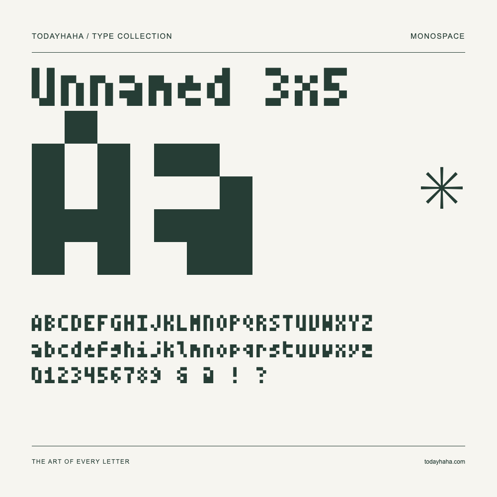 Unnamed 3x5 — Muestra de mayúsculas, minúsculas y números