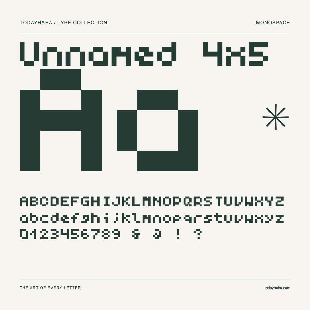 Unnamed 4x5 — Muestra de mayúsculas, minúsculas y números