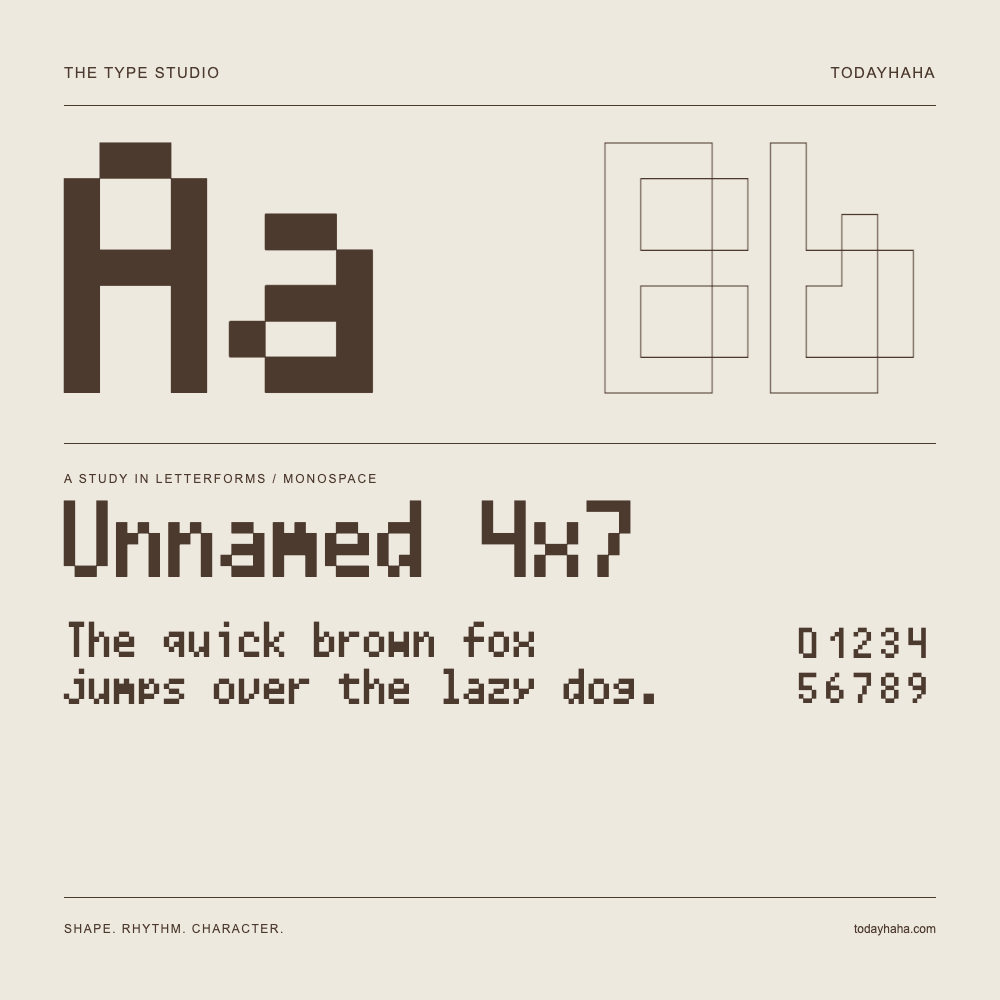 Unnamed 4x7 — Buchstabenstudie mit Beispielsatz und Ziffern