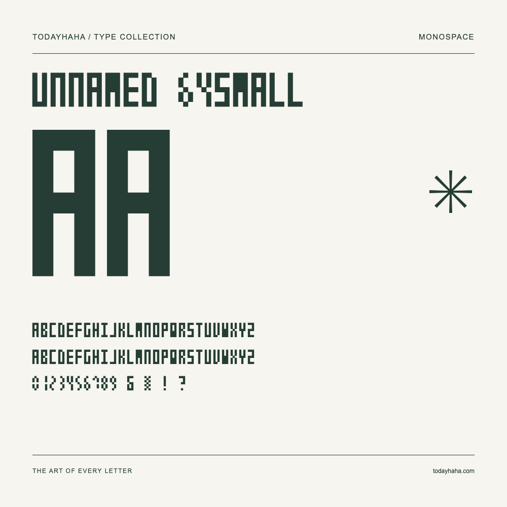 Unnamed 64SMALL — Amostra com letras maiúsculas, minúsculas e números