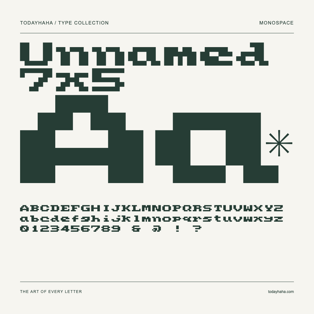 Unnamed 7x5 — Muestra de mayúsculas, minúsculas y números