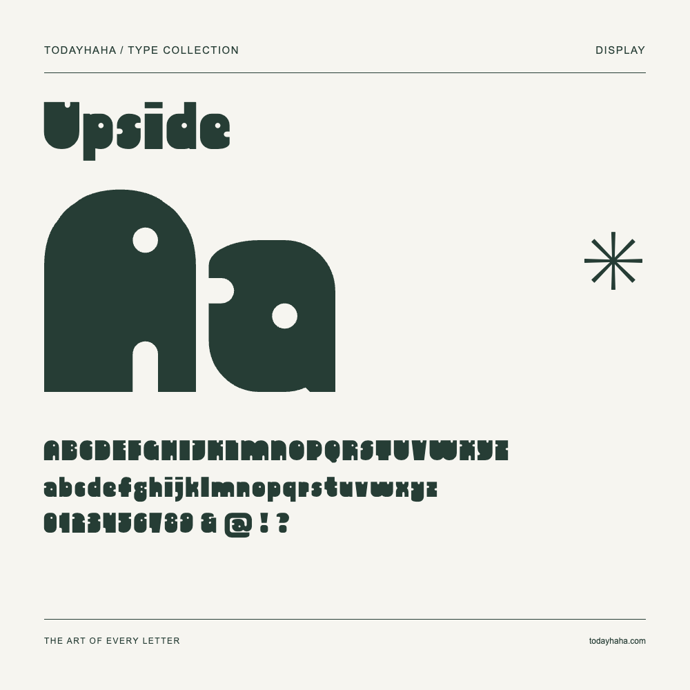 Upside — Schriftmuster mit Großbuchstaben, Kleinbuchstaben und Ziffern