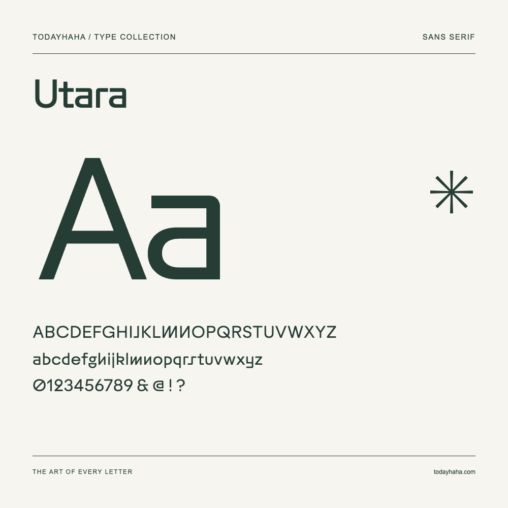 Utara — Schriftmuster mit Großbuchstaben, Kleinbuchstaben und Ziffern