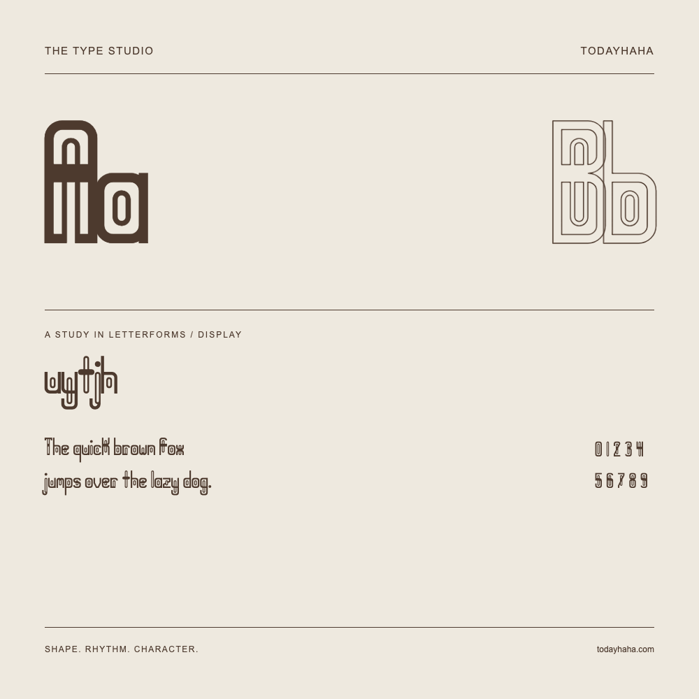 uytjh — Letterform study with sample sentence and numbers