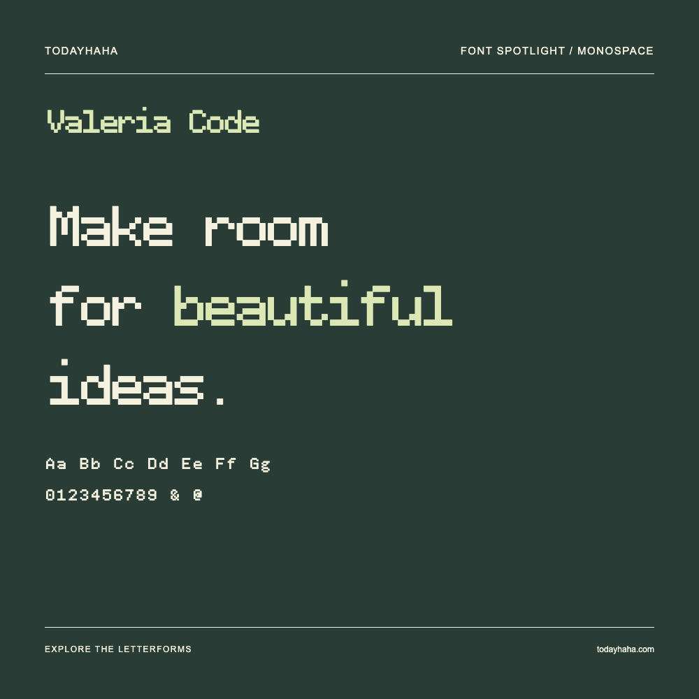 Valeria Code — Typography poster with sample text