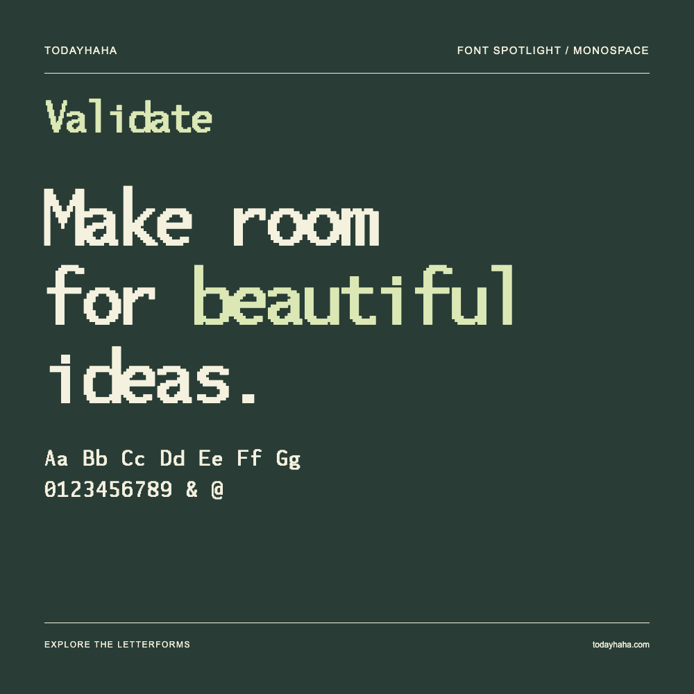 Validate — Typografieposter mit Beispieltext