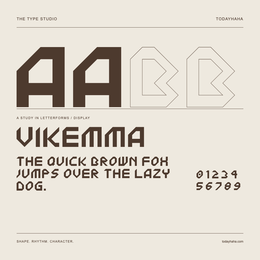 Vikemma — Buchstabenstudie mit Beispielsatz und Ziffern