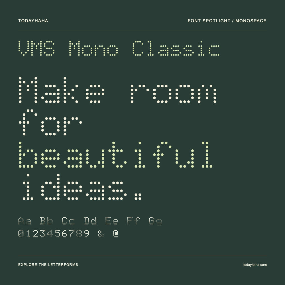 VMS Mono Classic — Typografieposter mit Beispieltext