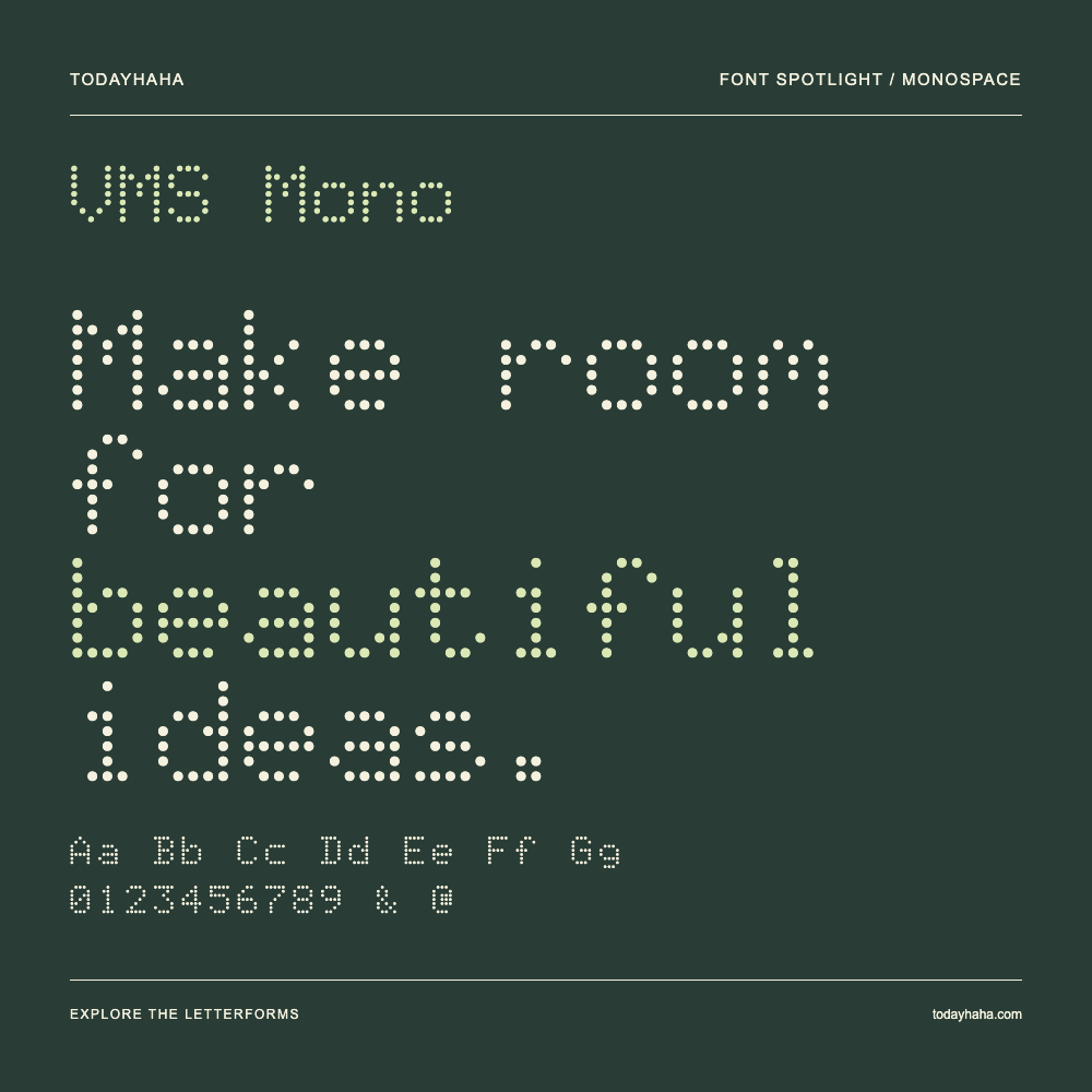 VMS Mono — Typografieposter mit Beispieltext
