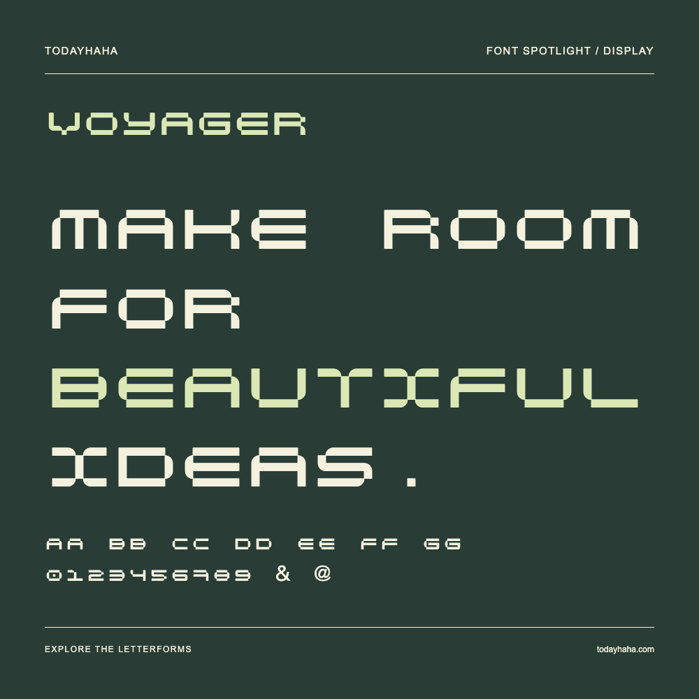 Voyager — Póster tipográfico con texto de muestra
