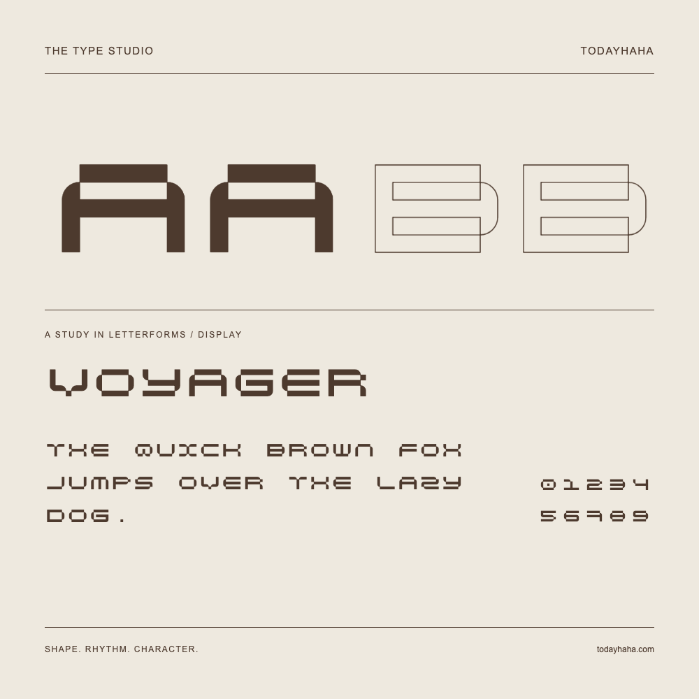 Voyager — Estudio de letras con una frase y números