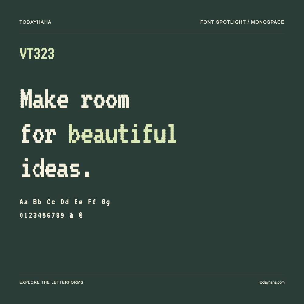 VT323 — Typography poster with sample text