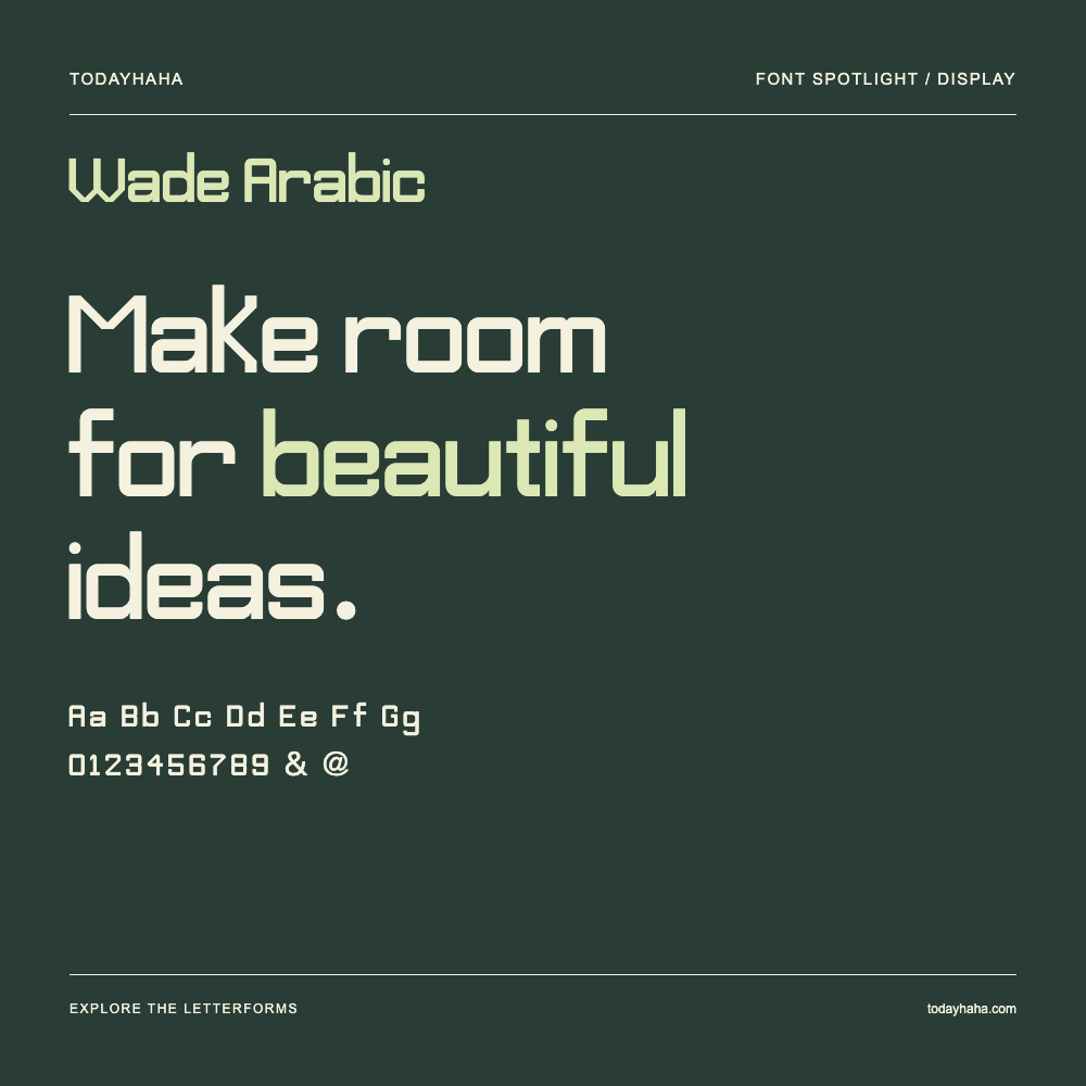 Wade Arabic — Affiche typographique avec exemple de texte