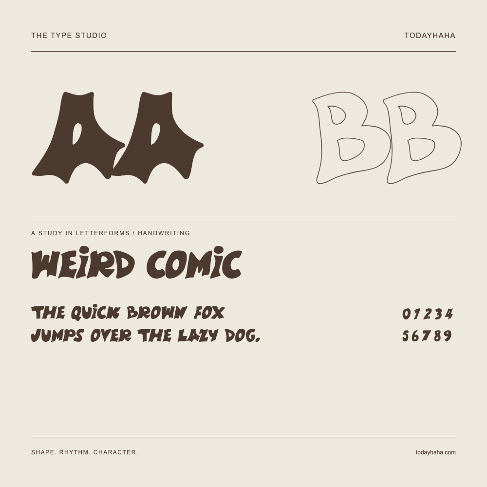 Weird Comic — Étude des lettres avec une phrase et des chiffres