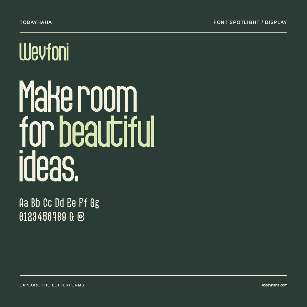 Wevfoni — Typografieposter mit Beispieltext