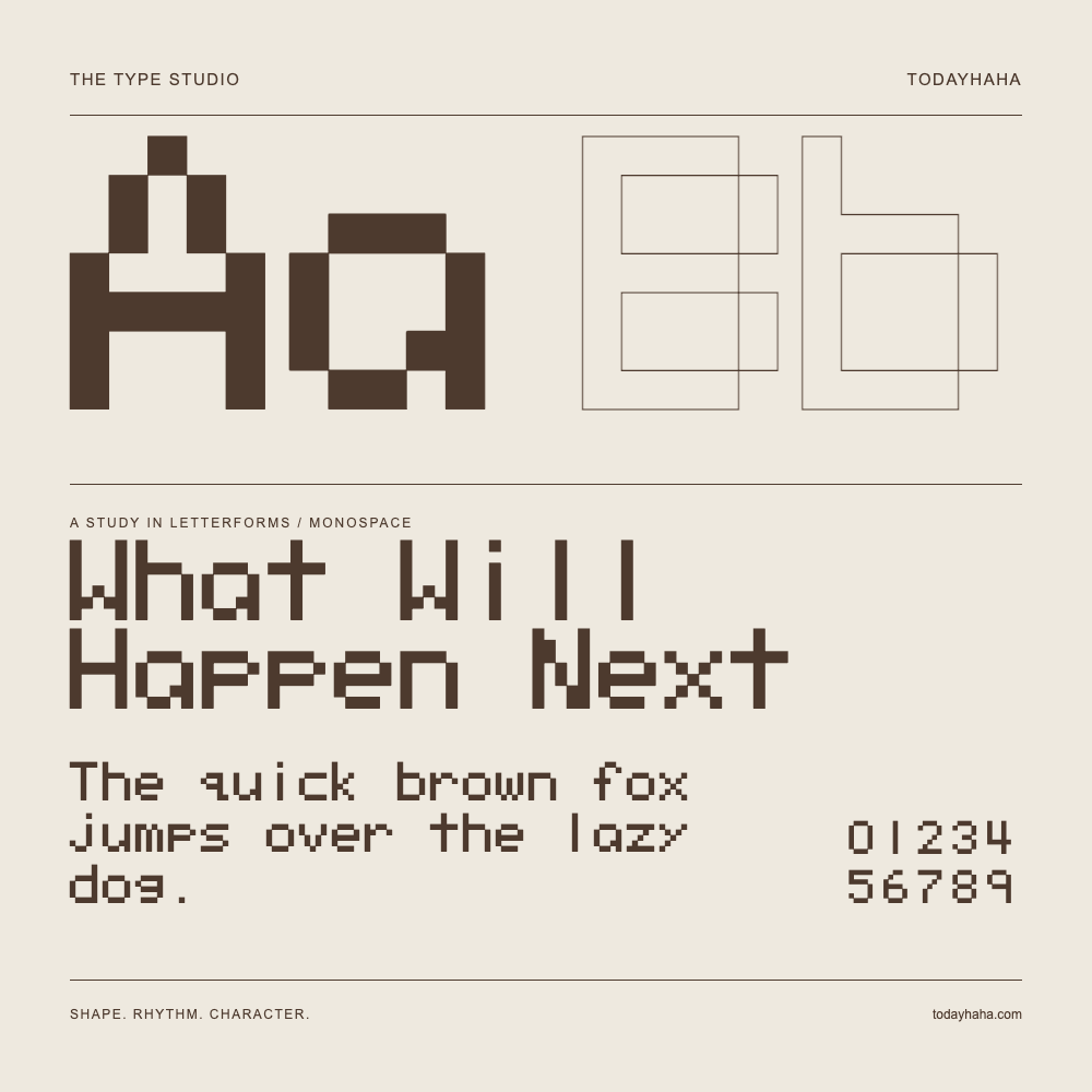 What Will Happen Next — Buchstabenstudie mit Beispielsatz und Ziffern
