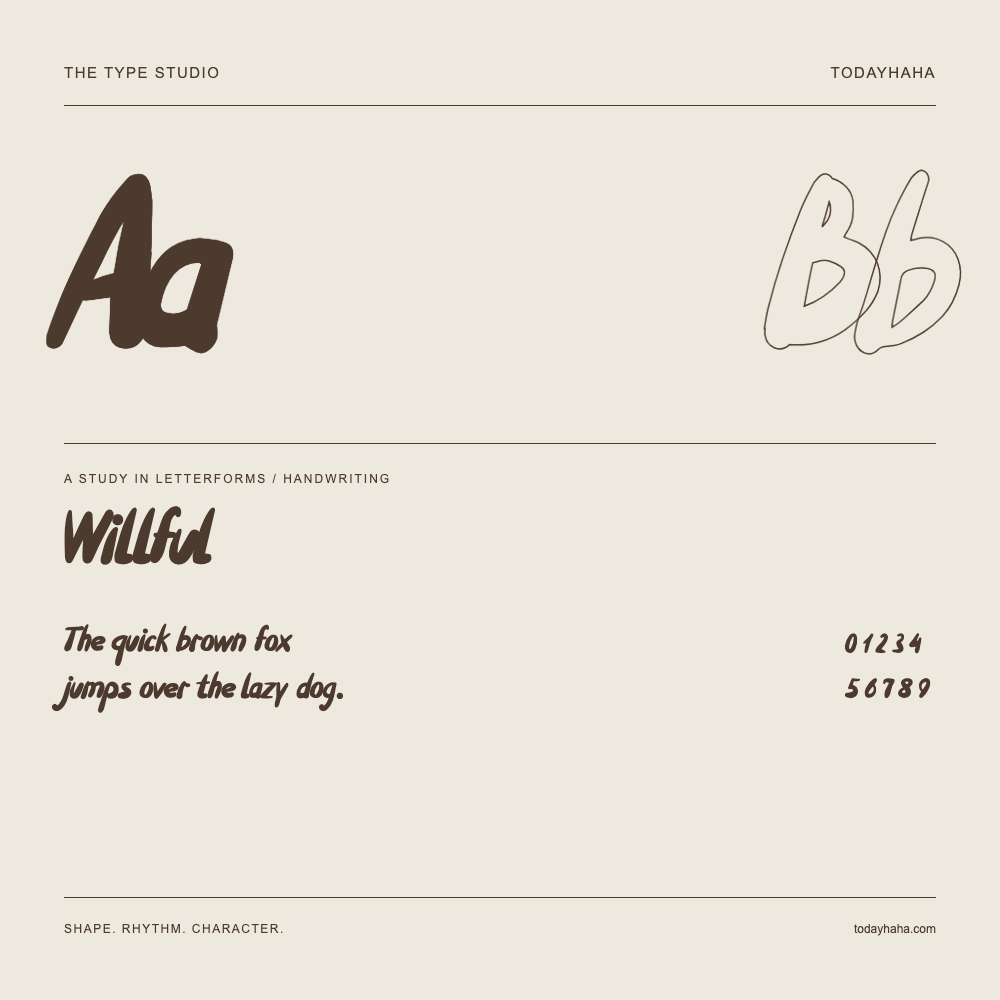 Willful — Étude des lettres avec une phrase et des chiffres