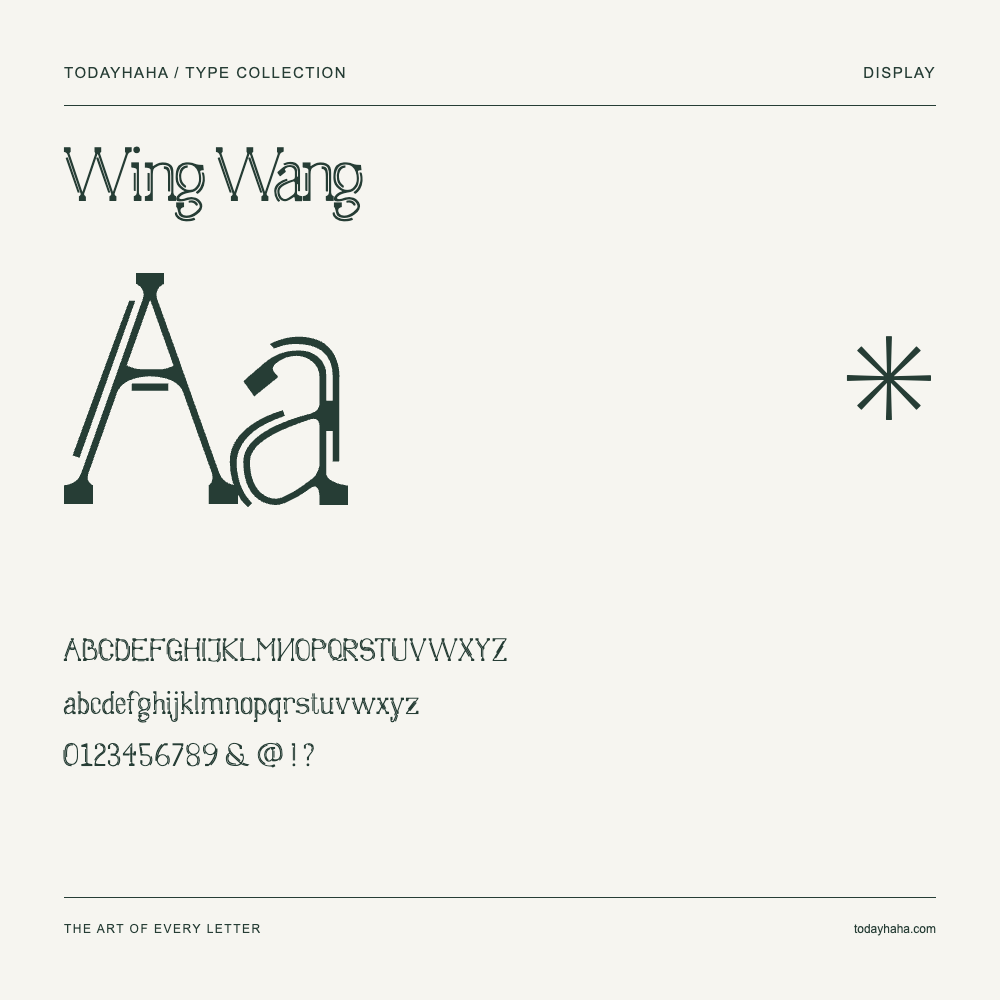 Wing Wang — Campione con lettere maiuscole, minuscole e numeri