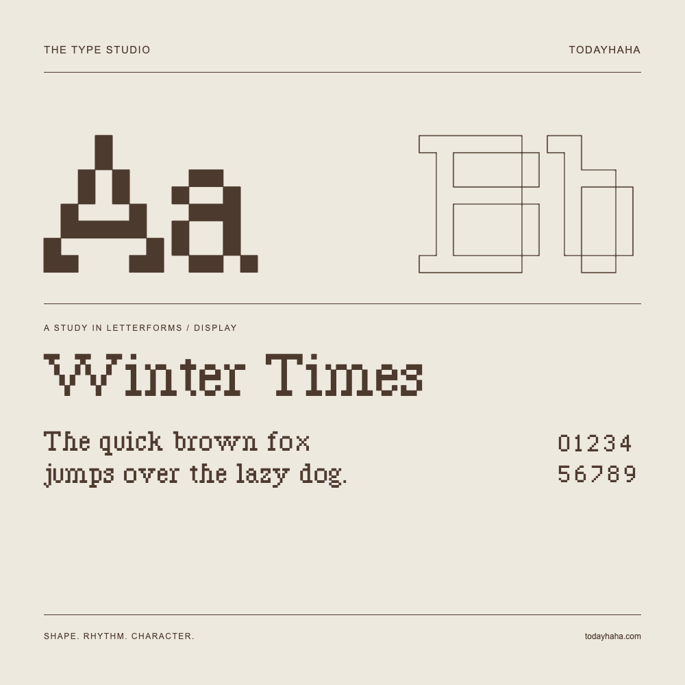 Winter Times — Buchstabenstudie mit Beispielsatz und Ziffern