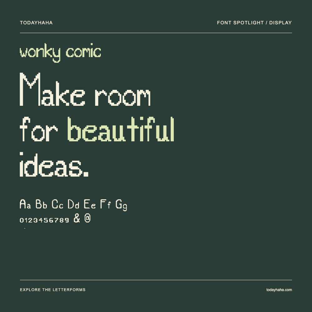 wonky comic — Typografieposter mit Beispieltext