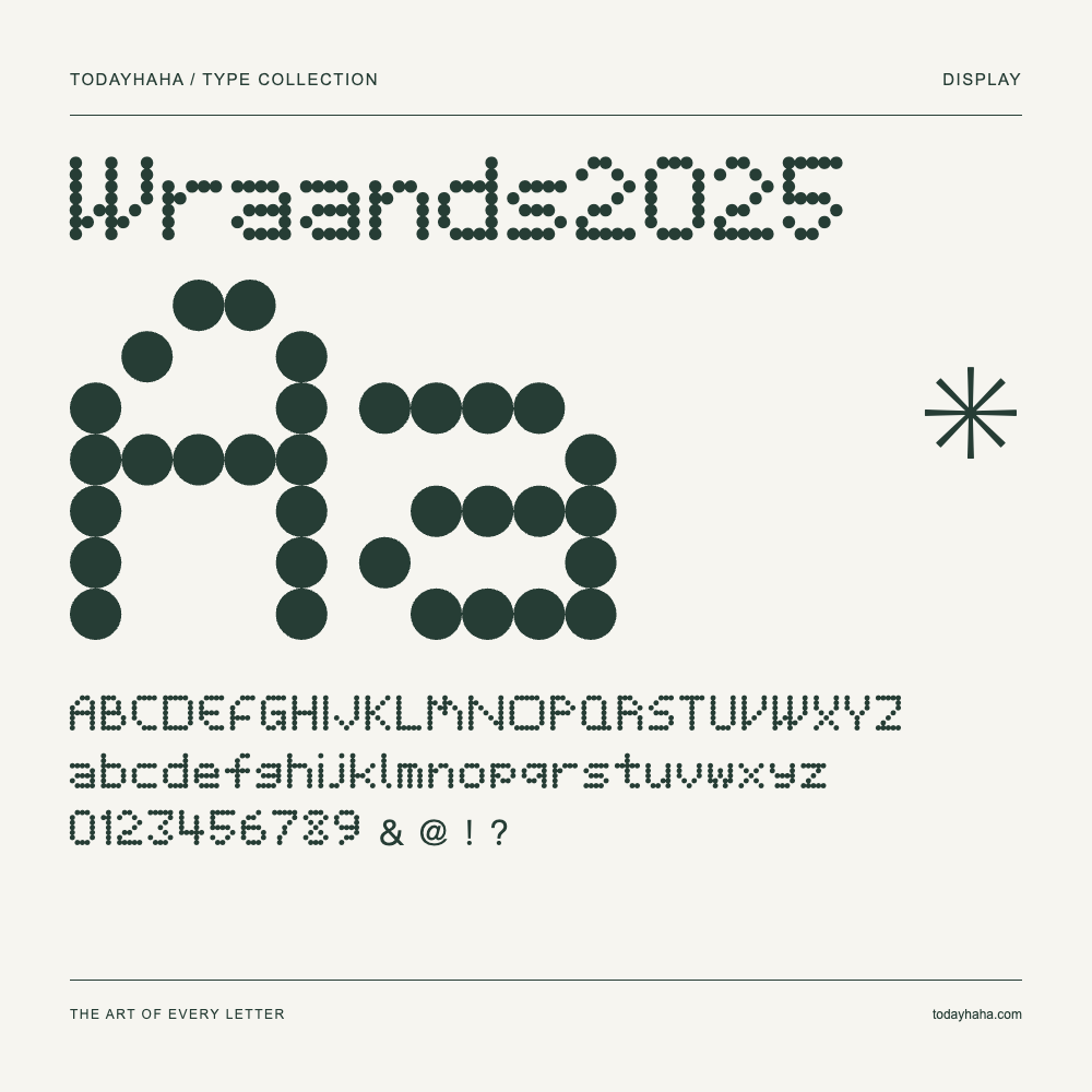 Wraands2025 — Font specimen with uppercase and lowercase letters and numbers