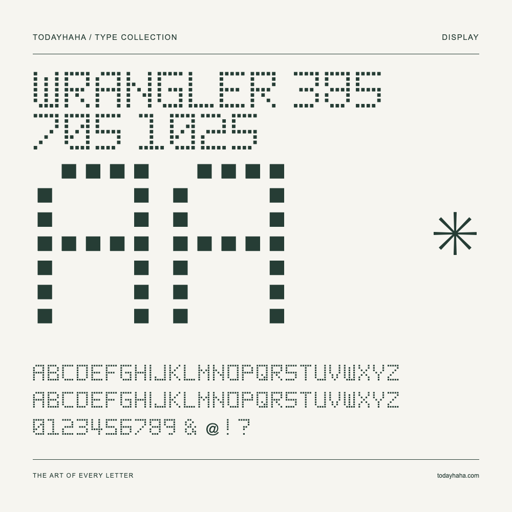 Wrangler 38s 70s 102s — Schriftmuster mit Großbuchstaben, Kleinbuchstaben und Ziffern