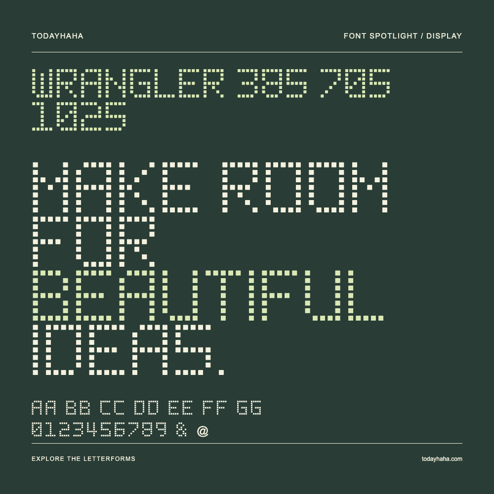 Wrangler 38s 70s 102s — Typografieposter mit Beispieltext
